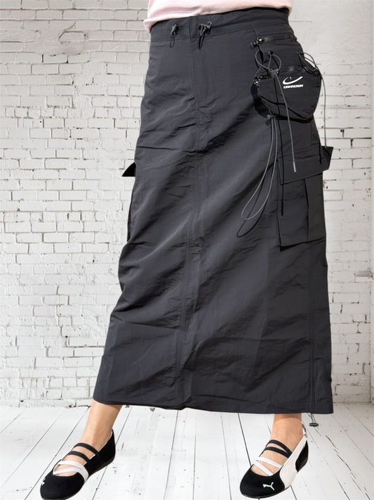 HG9033 Black Long Cargo Skirt